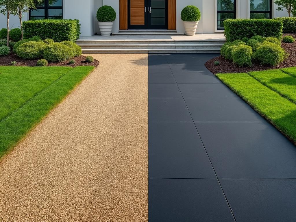 Allée moderne avec deux matériaux différents