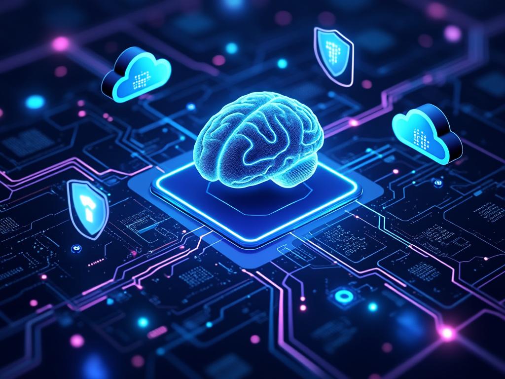 Cerveau numérique interagissant avec le cloud technologique.